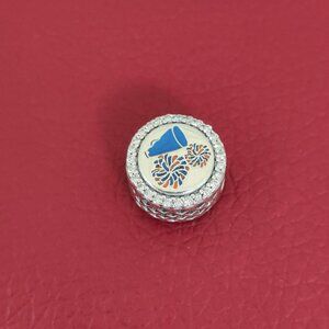 Pandora Cheerleader Engraved Bead Sports Charm with Clear Zirconia